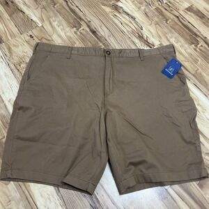 NWT Men's George Above The Knee  10" Inseam Brown Flat Front Shorts Size 46‎